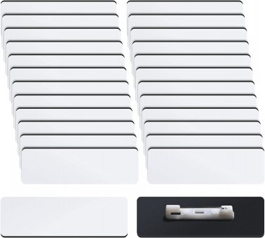 Name Tag Blank Name Badges 1 X 3 Inch DIY Blank ID Name Badge with Pin Backing f