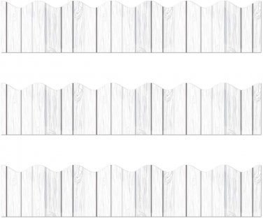 White Wood Border Trim - Bulletin Borders Stickers, 50 Ft Back-To-School Decorat
