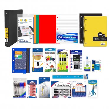 BAZIC Middle High School Kit Supply Box 65 Count for Student 7-12 Grades, Compos