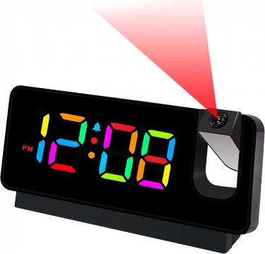 Gevaabu Projection Alarm Clock Digital Wall Clock, Digital Clocks for Bedrooms A