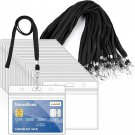 100Pcs Clear Plastic Horizontal Name Tags Badge ID Card Holders and 100Pcs Black