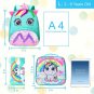3PCS Toddler Backpack for Girls, 12â Unicorn Sequins Preschool Bookbag and Lunch