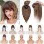 S-Noilite 150% Density Human Hair Toppers with Bangs Mono Base Clip in Topper To