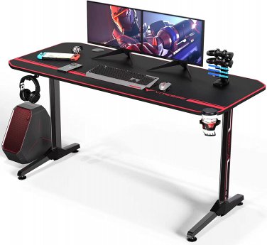 Gaming Desk 55 Inch,Pc Gaming Table,Racing Style Computer Desk with Free Full Mo