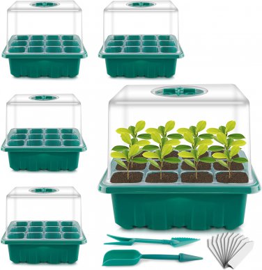 5 Packs Seed Starter Tray Kit Seed Starter Trays with Humidity Dome Plant Germin