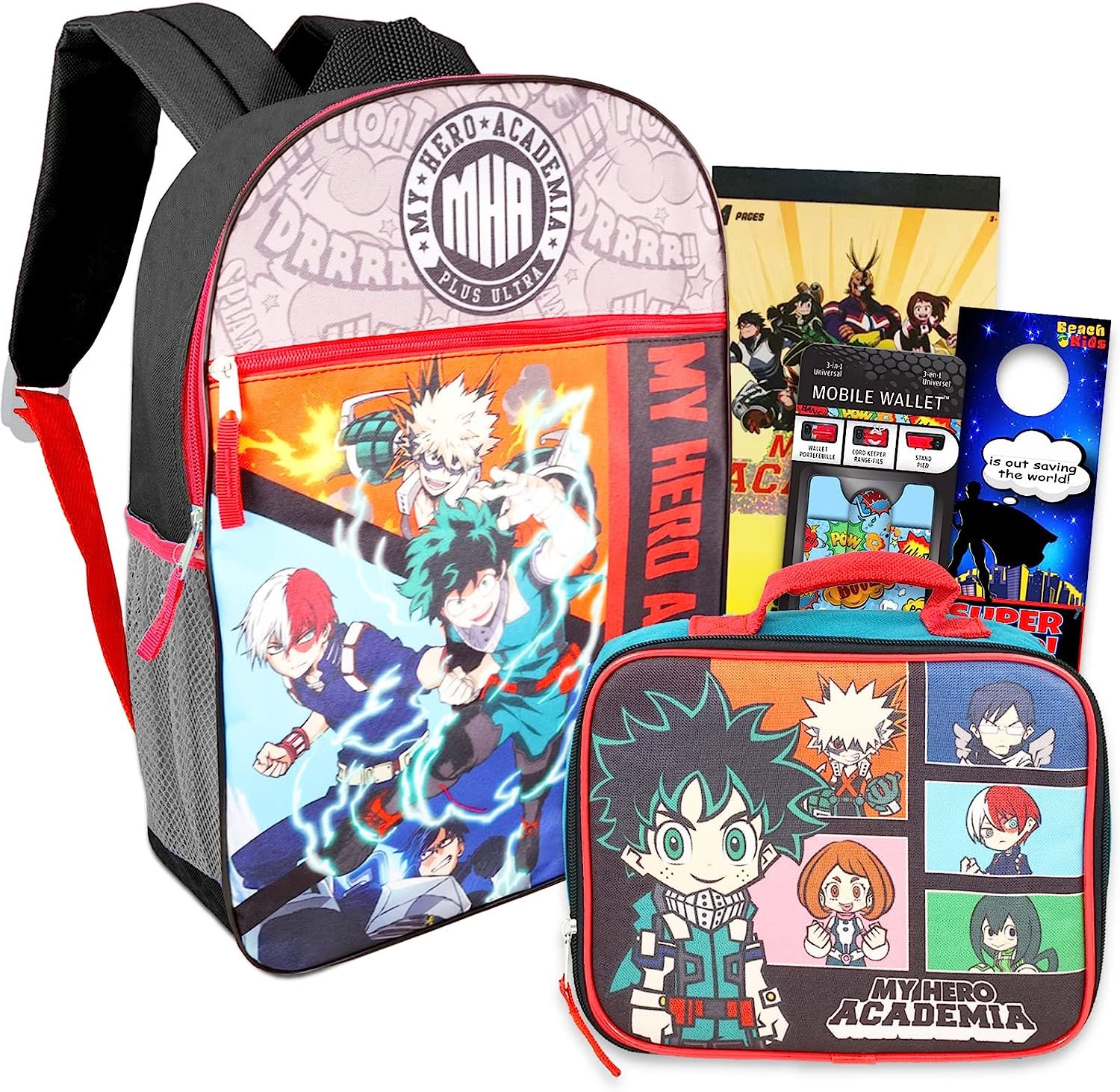 My Hero Academia Backpack with Lunch Box Set Bundle with My Hero