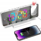 Projection Alarm Clock, 180° Projector Alarm Clock on Ceiling, 7.4” Large Mirror