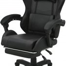 Gaming Chair with Footrest Headrest & Lumbar Support, Black High Back Ergonomic