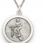 Sterling Silver Saint Christopher Necklace Biking Sports Medal Pendant, 3/4 Inch