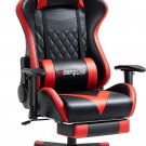 Gaming Chair with Footrest Massage Racing Office Computer Ergonomic Chair Leathe