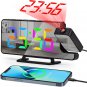 Projection Alarm Clock for Bedrooms, 7.3" RGB Colorful Digital Clock with Mirror