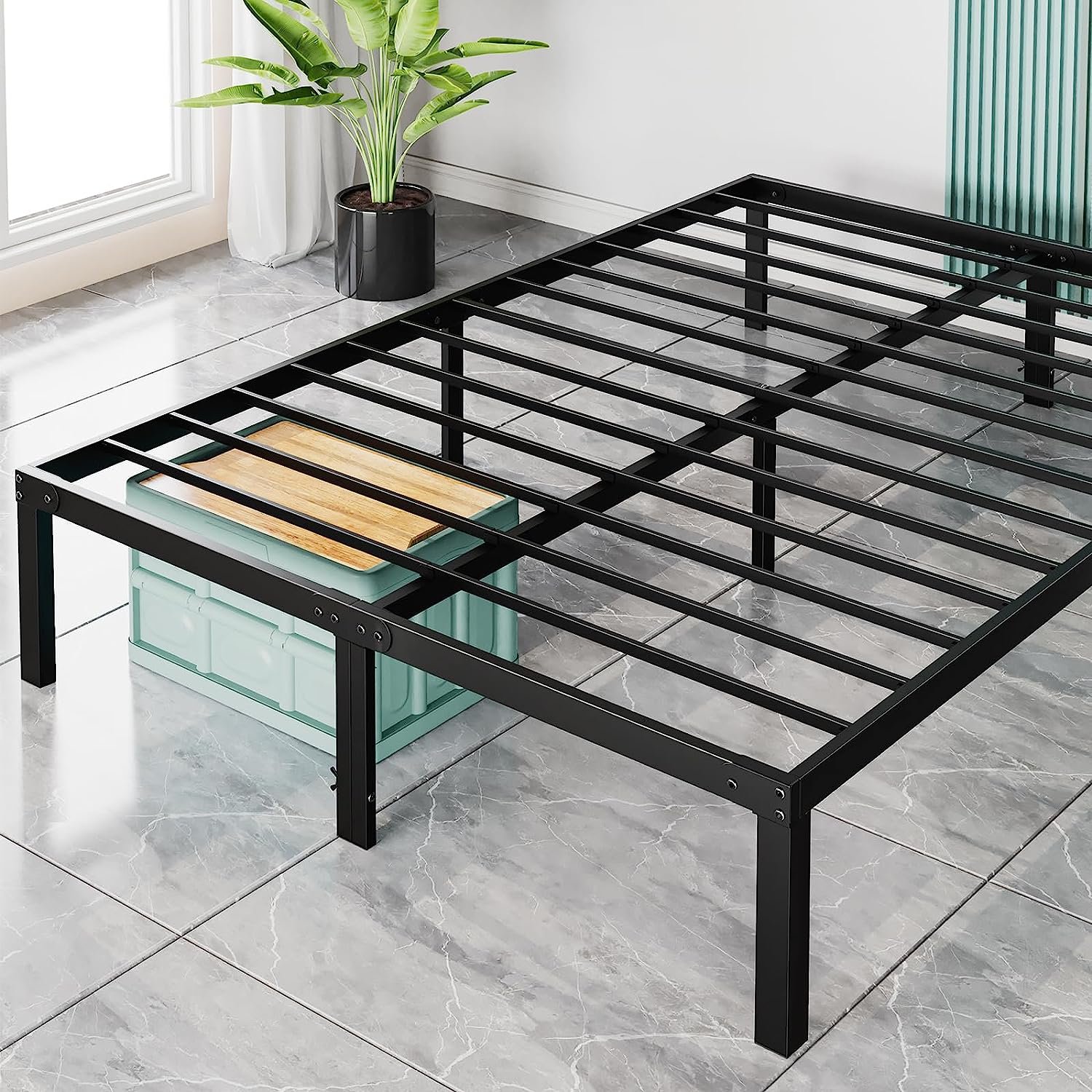 Queen Bed Frame Heavy Duty Metal Platform Bed Frames Queen Size With Storage S 