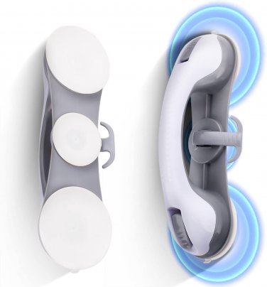 2Packs Grab Bars for Bathtubs and Showers, 3Suckers Super Suction Shower Handle,