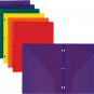 Durable Plastic Folders 3 Hole Punch, 6 Pack Assorted Colors, 2 Clear Pockets, U
