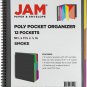 JAM PAPER Plastic Multi Pocket Folder - 12 Pocket Organizer - Smoke Grey - 10 1/