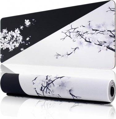 11.8X31.5 Inches Large Japanese Cherry Tree Gaming Mouse Pad Mat with Stitched E
