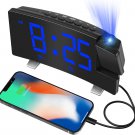 Digital Projection Alarm Clock Radio for Bedroom, 8” LED Curved Screen Dimmable