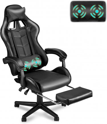 Black Gaming Chairs with Footrest, Ergonomic Gamer Chair, Home Office Chair,Pc C