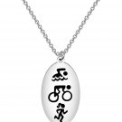 Triathlon Pendant Necklace Swim Bike Run Inspiration Jewelry Gift for Her Sports