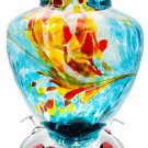 Hummingbird Feeder with Perch - Hand Blown Glass - Blue - 38 Fluid Ounces Hummin