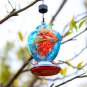 Hummingbird Feeder with Perch - Hand Blown Glass - Blue - 38 Fluid Ounces Hummin