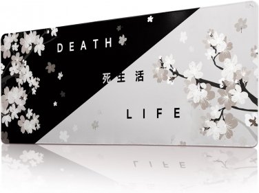 Black and White Cherry Blossom Gaming Mouse Pad, Anime Large Mouse Pad Extended
