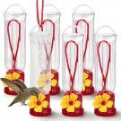 Set of 6 Mini Hummingbird Feeders with Hanging Wires, Transparent Outdoor Hummin