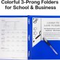 Plastic Pocket Folders with Prongs - (2 Pack, Blue), 2 Pocket 3 Prong Folders, D