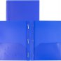 Plastic Pocket Folders with Prongs - (2 Pack, Blue), 2 Pocket 3 Prong Folders, D