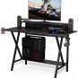 Gaming Desk Home Computer Desk with Cup Holder & Headphone Hook, Professional Ga