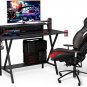 Gaming Desk Home Computer Desk with Cup Holder & Headphone Hook, Professional Ga
