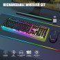 K10 Wireless Gaming Keyboard and Mouse Combo, LED Backlit Rechargeable 3800Mah B