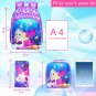 3PCS Unicorn Mermaid Backpack for Girls, 16" Sequin Kids Bookbag and Lunch Box,