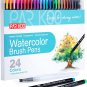 Watercolor Brush Pens, 24 Colors Flexible Real Nylon Brush Tip Pens for Watercol