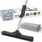 Pet Hair Removal Rubber Broom with Built in Squeegee, 3 in 1 Floor Brush for Car