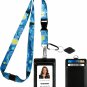 Vincent Van Gogh the Starry Night Print Lanyard with PU Leather ID Badge Holder