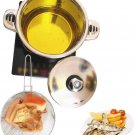 6QT Deep Fryer Set Stainless Steel Deep Fry Basket & 3-Ply Deep Frying Pot Sauce