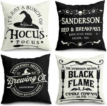 Halloween Decorations Pillow Covers 18X18 Set of 4 Halloween Decor Hocus Pocus F
