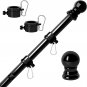 Flag Poles for outside House 6 Ft Stainless Steel Metal Black Flag Pole Kit Tang