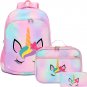 Kids Backpack for Girls with Insulated Lunch Box Toddler School Bag Set (Unicorn