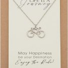 Bicycle Pendant Necklace with Inspirational Greeting Card - 100% Handcrafted