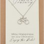 Bicycle Pendant Necklace with Inspirational Greeting Card - 100% Handcrafted