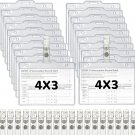 Name Tags with Clips Name Tag Holder for 4 X 3 ID Badge, Clear Waterproof Vinyl