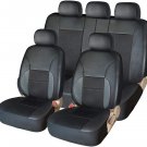 Car Seat Covers Full Set - Luxurious Leather Auto Front Rear Headrest Seat Prote