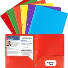 Colored File Folders with Pockets 3 Hole Punched, Plastic Folders with Prongs an