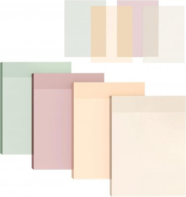 Transparent Sticky Notes, 4 Pack, 4X6 Inches, Morandi, Translucent Clear Sticky