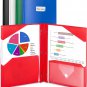 5 Pack 2-Pocket Folder with Prongs,  Plastic Folders with Pockets and Prongs Inc