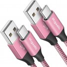 Etguuds Pink USB C Cable 2Ft Fast Charge, 2-Pack USB a to USB C Type Charger Cor