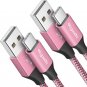 Etguuds Pink USB C Cable 2Ft Fast Charge, 2-Pack USB a to USB C Type Charger Cor