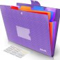 5 Pocket Accordion File Organizer, Expandable File Folder with Labels, A4 Letter